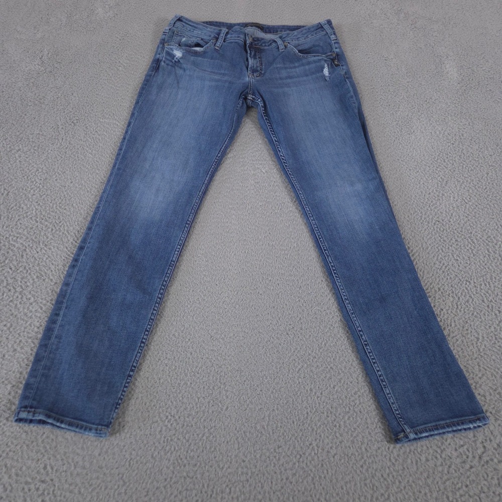 Silver Jeans Co Jeans Women 32 Boyfriend Distressed Medium Wash Denim Stretch